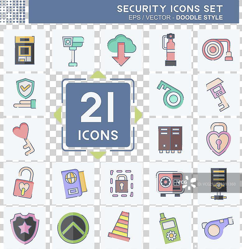 与技术相关的安全图标集图片素材