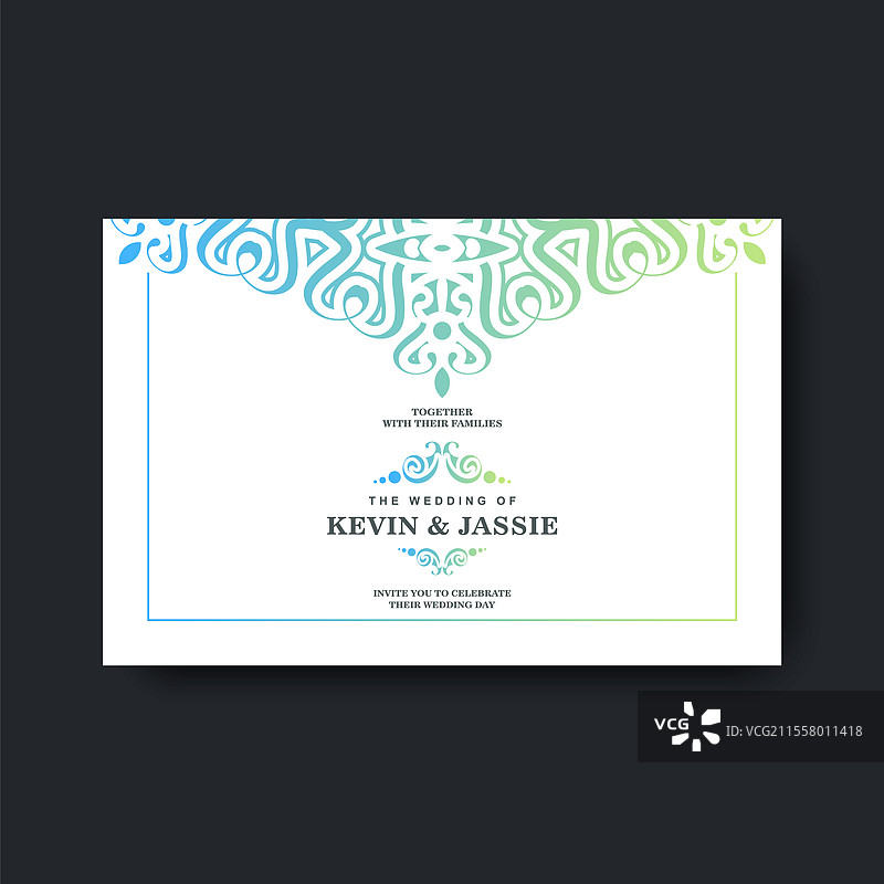 渐变复古婚礼邀请模板图片素材