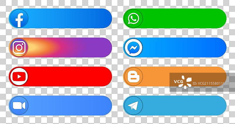 流行社交媒体图标的贴纸套装图片素材