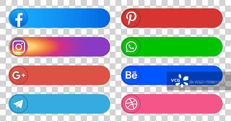 流行社交媒体及其他图标带标签图片素材
