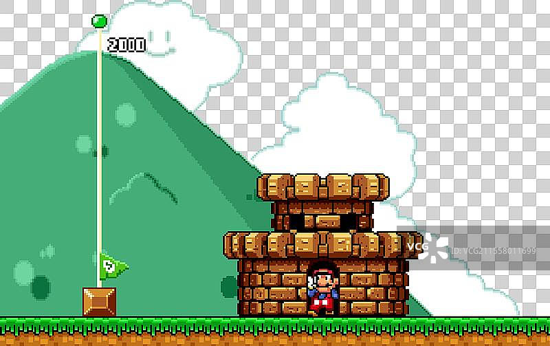 16位超级马里奥关卡结束艺术图片素材