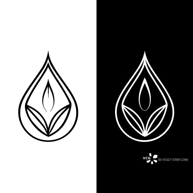 极简主义标志设计，泪滴形状的叶子图案图片素材