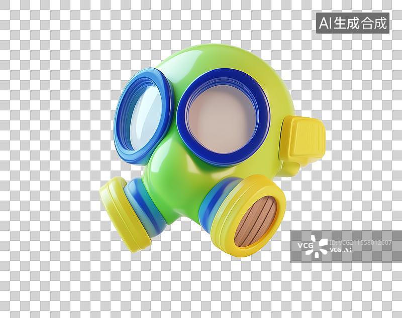 【AI数字艺术】3D粘土立体消防防毒面具元素图片素材