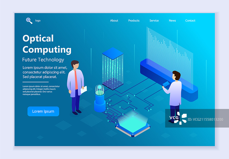 未来科技 - 光学计算 3D 等距图图片素材