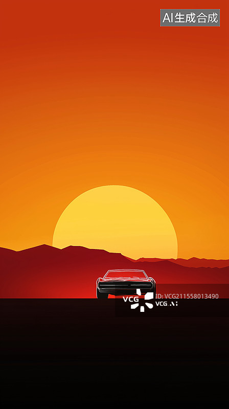 【AI数字艺术】橘红色渐变汽车背景图片素材