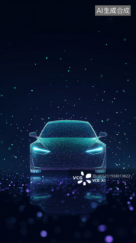 【AI数字艺术】智能汽车蓝色背景图片素材