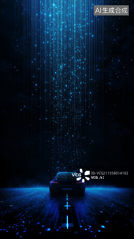 【AI数字艺术】智能汽车蓝色背景图片素材