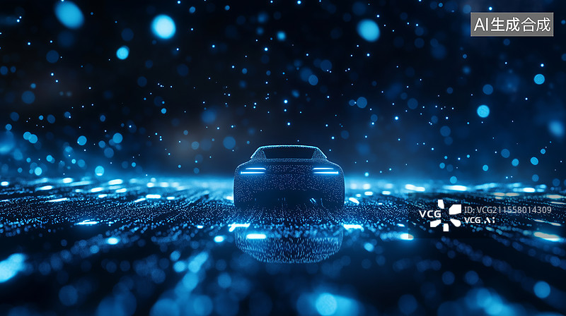 【AI数字艺术】智能汽车蓝色背景图片素材