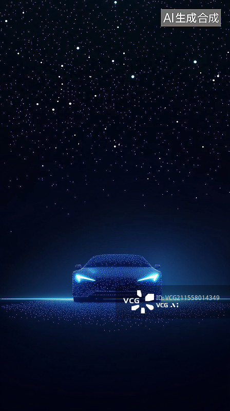 【AI数字艺术】智能汽车蓝色背景图片素材