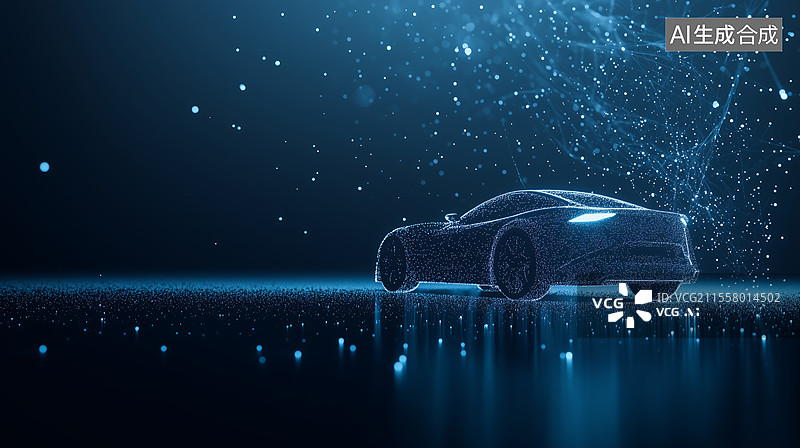 【AI数字艺术】智能汽车蓝色背景图片素材