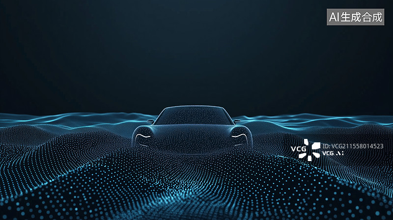 【AI数字艺术】智能汽车蓝色背景图片素材