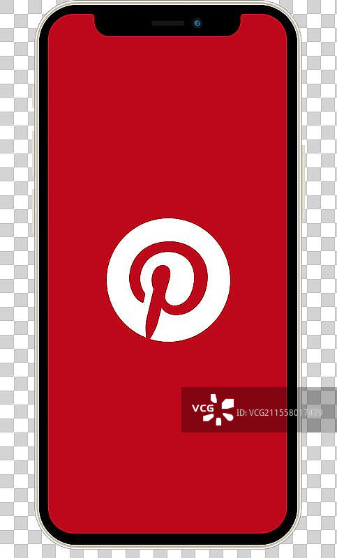 带有Pinterest应用程序图标的智能手机屏幕图片素材