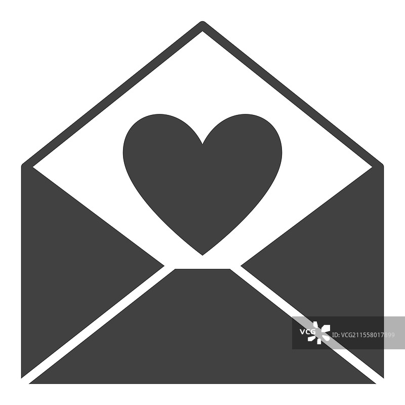 信件或信息与心形图标 - 情书图片素材