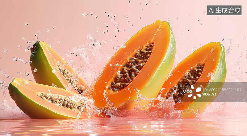 【AI数字艺术】新鲜木瓜图片素材