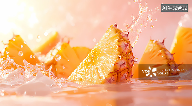 【AI数字艺术】新鲜菠萝图片素材