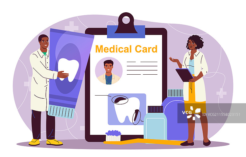 一组穿着医疗制服的男女性牙医图片素材