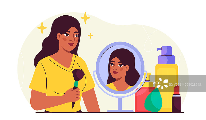 年轻女孩旁边化妆的女人图片素材