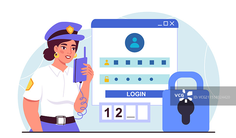网站安全概念中的女性保安图片素材