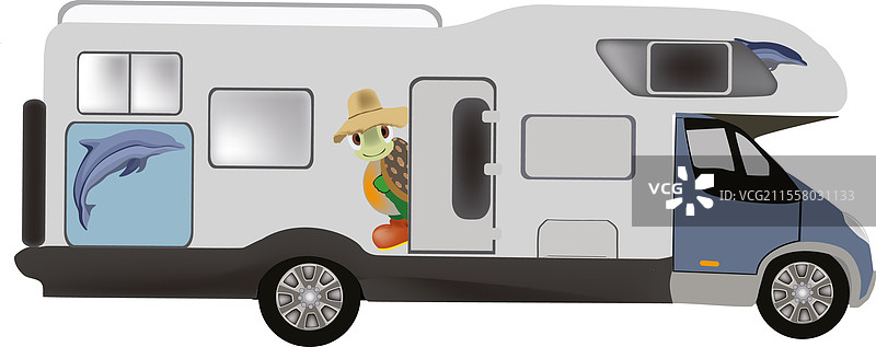 穿着登山靴和帽子的卡通乌龟图片素材