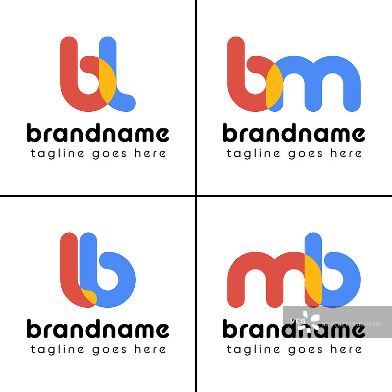 字母bl、lb、bm、mb的俏皮标志，代表着乐趣图片素材