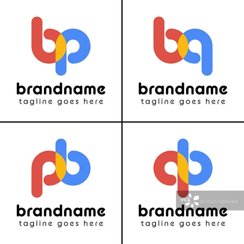 字母bp pb bq qb 俏皮的标志代表着乐趣图片素材