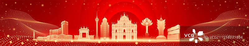 中国澳门地标城市插画图片素材