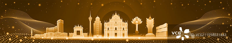 中国澳门地标城市插画图片素材