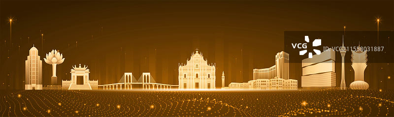 中国澳门地标城市插画图片素材