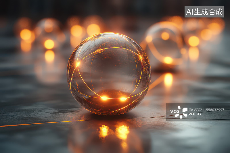 【AI数字艺术】抽象能量存储球体图片素材
