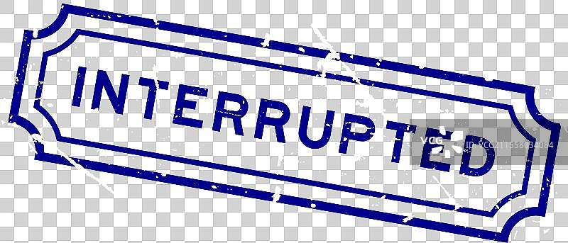 蓝色破旧的橡胶印章上打断的文字图片素材