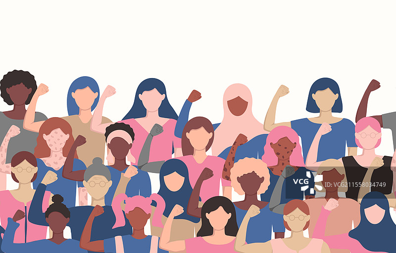 多样化女性展示的无缝边框图片素材