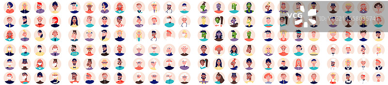 大型平面人物头像图标集合图片素材