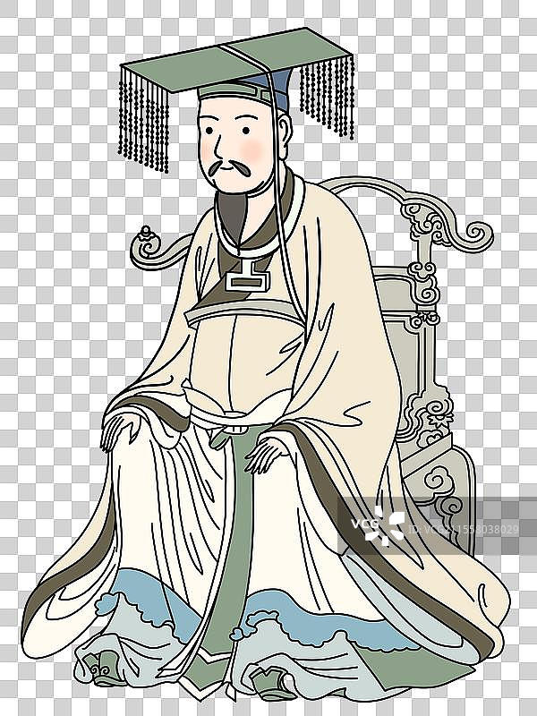 皇帝轩辕氏-古人卡通漫画人物插画元素图片素材