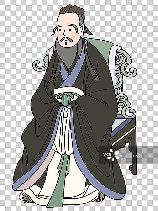 孔子-古人卡通漫画人物插画元素图片素材