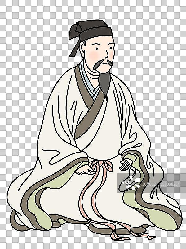 朱熹-古人卡通漫画人物插画元素图片素材