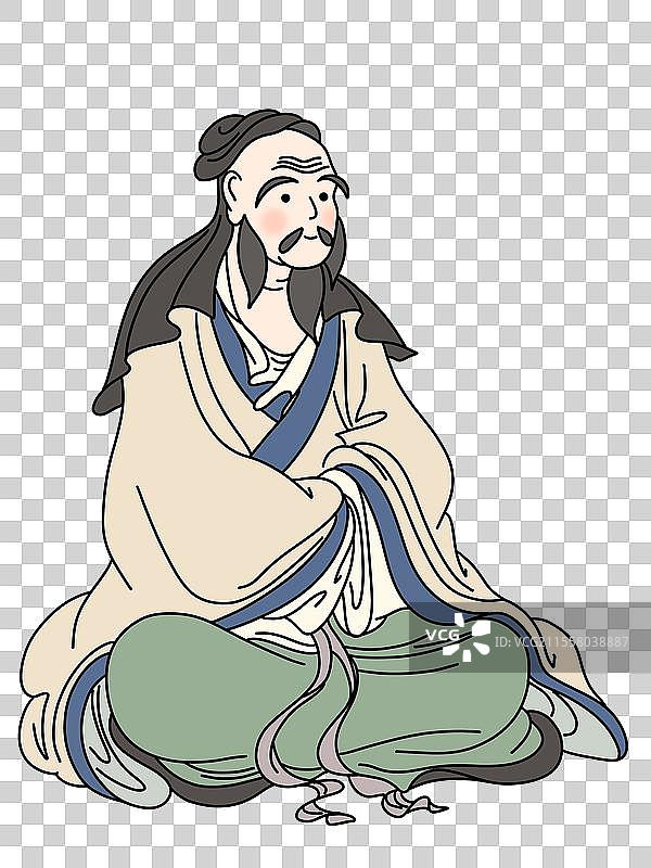 周公-古人卡通漫画人物插画元素图片素材