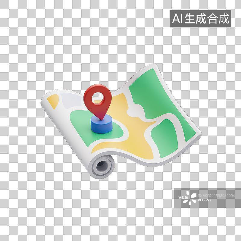 【AI数字艺术】定位导航新体验，3D定位地图素材图片素材