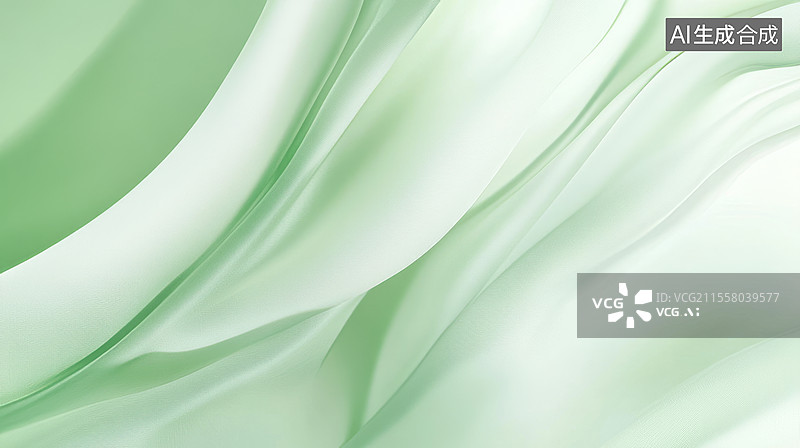 【AI数字艺术】弯曲的绿色薄纱图片素材