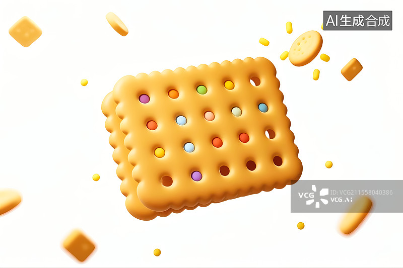 【AI数字艺术】饼干零食三维插画图片素材