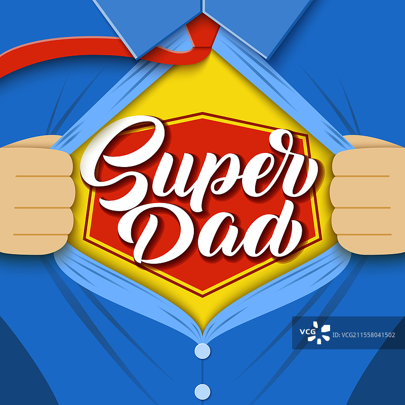 超级爸爸手写字母在平面纸上的超级英雄图片素材