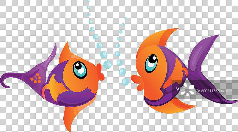 两条美丽的鱼在水下吹气泡图片素材