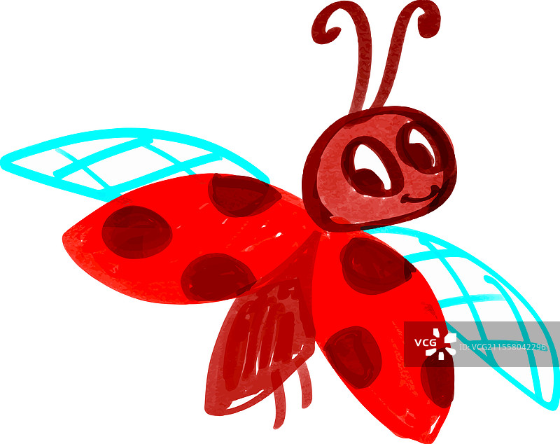 孩子画的可爱飞行瓢虫图片素材