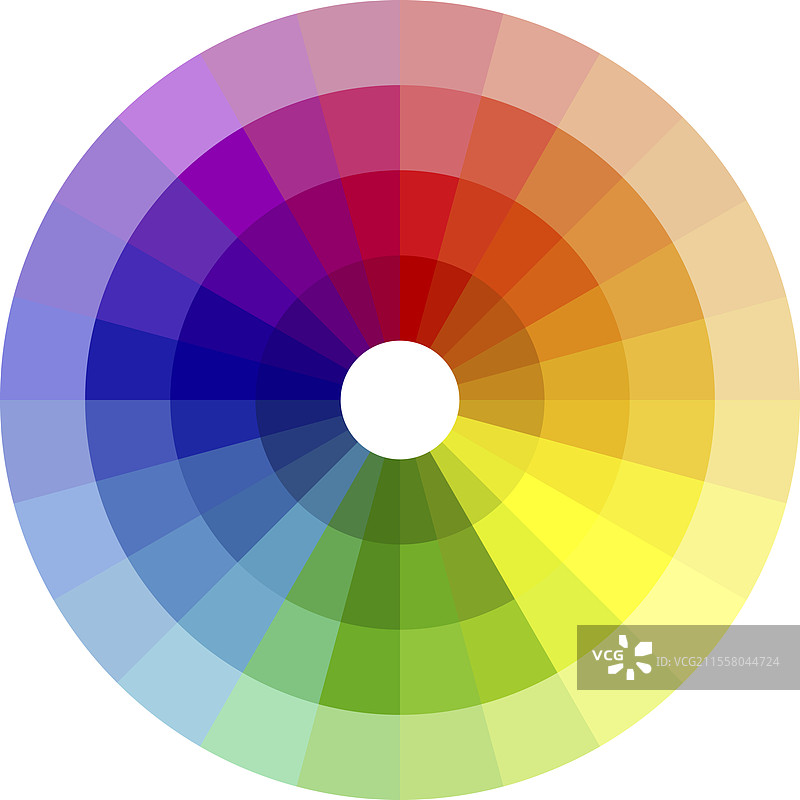 白色背景上的色轮展示图片素材