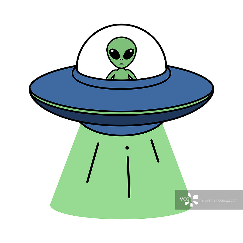 卡通外星人在飞碟里图片素材