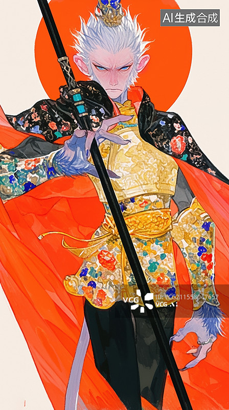 【AI数字艺术】国潮风水墨猴子插画图片素材