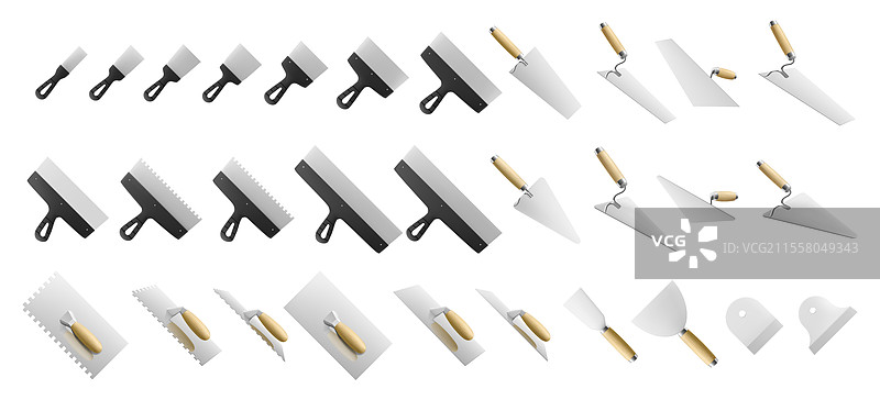 白色背景上的刮刀和抹子图片素材