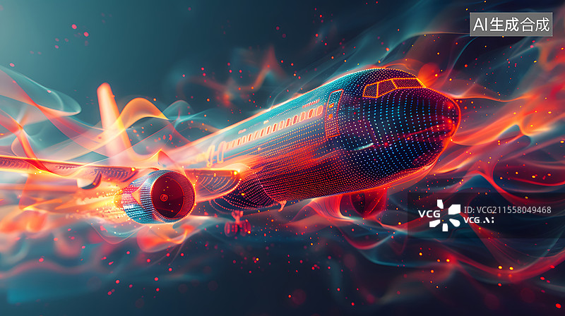 【AI数字艺术】飞机与曲线完美的结合艺术科技图片素材