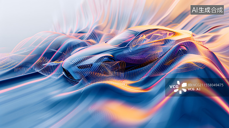 【AI数字艺术】新能源汽车与曲线完美结合图像图片素材