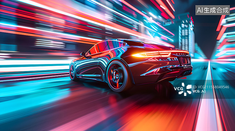 【AI数字艺术】新能源汽车与曲线完美结合图像图片素材