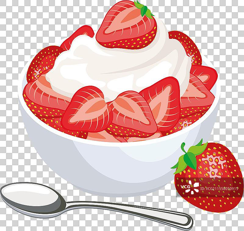 白色背景上的草莓和奶油图标图片素材